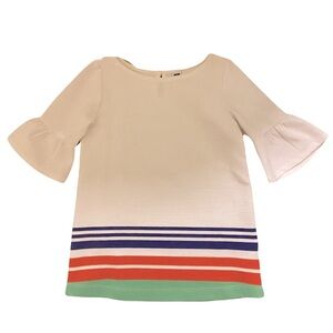 Janie and Jack GAME, SET STANDOUT Bell Sleeve Striped Tunic Top Size 5 White Red